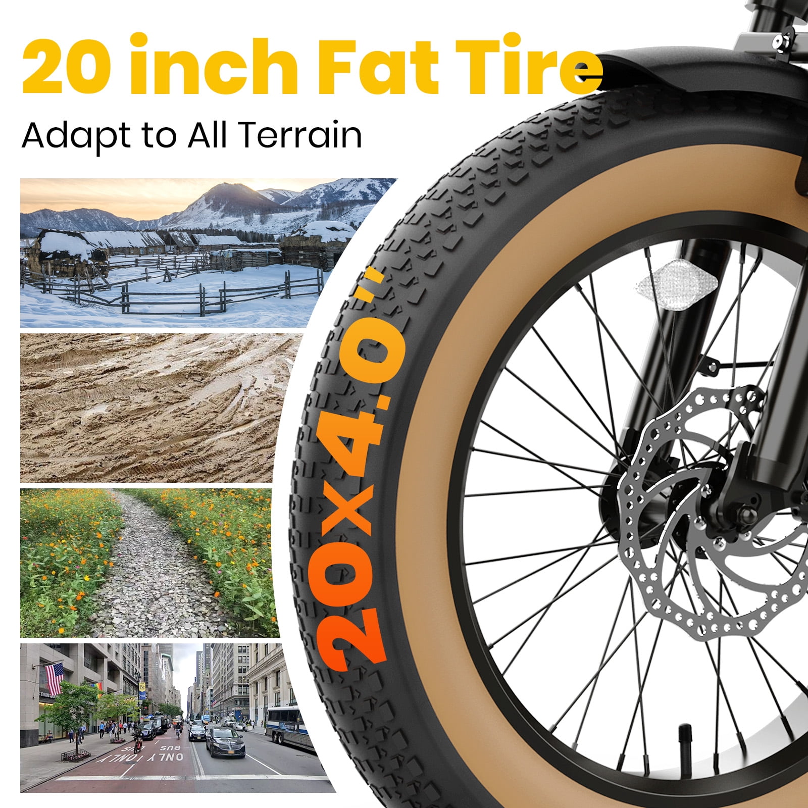 GSPEED U05 Step-Thru Electric Bike for Adults, 28MPH Ebike with 1800W Peak Motor, 48V 13Ah Removable Battery, Up to 90 Miles Range, 20"x4.0" Fat Tire Mountain  Ebike with Rear Rack, UL2849 Certified,