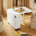 thumbnail image 6 of No Assembly Folding Dining Table with Storage and Wheels, Moveable Space-Saving Extendable Kitchen Table with Drop Leaves for 2-6 People, Modern White 12'' to 57''W Island for Dining Room, 6 of 11