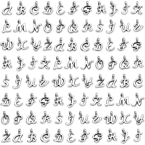 U8MO Alphabet Charms Letter Antiqued Silver 1 Full Set A-Z Bulk Jewelry