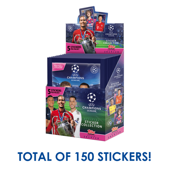 2019-20 Topps Champions League Soccer Stickers - 30-Pack Box (5 Stickers per Pack) (Total of 150 Stickers)