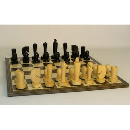Black Berliner Chessmen on Ebony veneer Chess
