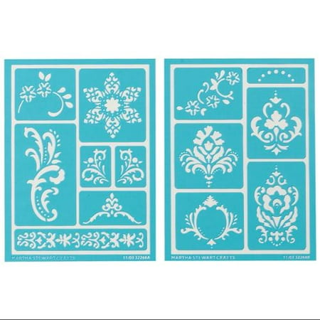 Martha Stewart Adhesive Stencils 2 Sheets/Pkg-Scrolls 5-3/4"X7-3/4" 13 Designs