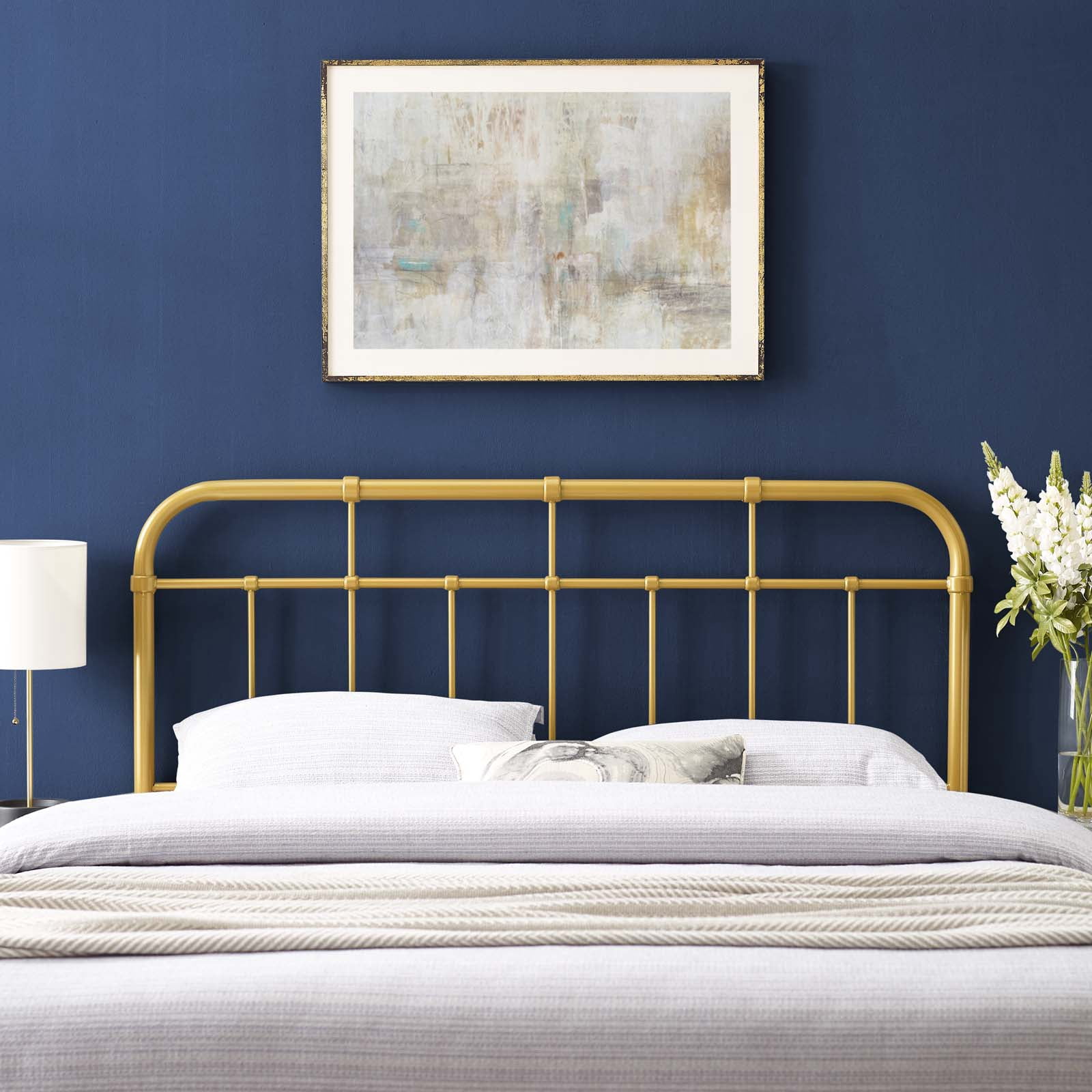 Headboard, Twin Size, Metal, Gold, Modern Contemporary Urban Design, Bedroom Master Guest Suite