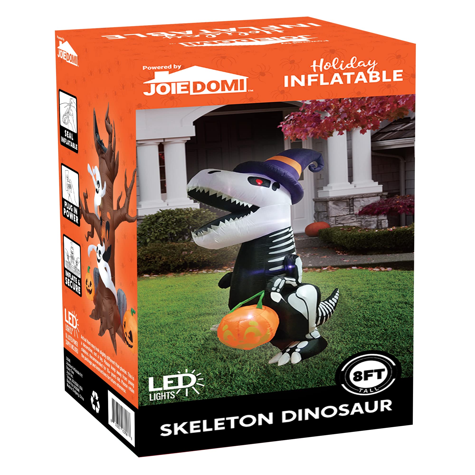 Joyfy 8-Foot Halloween Inflatable Skeleton Dinosaur with LED Lights photo 8