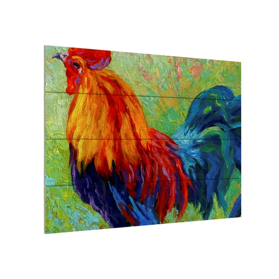 Marion Rose 'Band Of Gold Rooster' Wood Slat Art