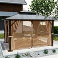 thumbnail image 3 of Sunmthink 10x12 ft. Hardtop Gazebo with Double Roof, Aluminum Frame with Mesh Screen, UV Protection, 3 of 11