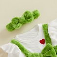thumbnail image 6 of Cjfdfy Newborn Girl Christmas Fall Outfit Christmas Bow Plush Patchwork Jumpsuit Long Sleeve Ribbed Romper With Bow Headband Cute My First Christmas Fall Winter Outfit, 6 of 9