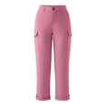 thumbnail image 4 of Edvintorg Womens Cargo Pants with Pockets High Waisted Hiking Trouser Outdoor Casual Athletic Pant Clothes Women Pink S-2XL, 4 of 9