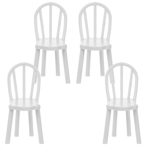 WHAMVOX 4Pcs Toy Chair Miniature Furniture Model For Doll House Accessories In White Color 1.77X0.98X0.79in