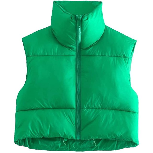 LinYooLi Gilet Court pour Femmes avec Col Montant Gilet Léger Rembourré à Fermeture Éclair 2022