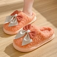 thumbnail image 4 of LIANGP Ladies Slippers Women Fuzzy Bow Slippers Winter Elegant Cozy Plush House Shoes With Faux Pelt Liner Gift For Women Women's Shoes Orange Size 7, 4 of 9