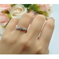thumbnail image 5 of Half Eternity Petite Band Ring Aquamarine CZ 925 Sterling Silver Size 6, 5 of 6