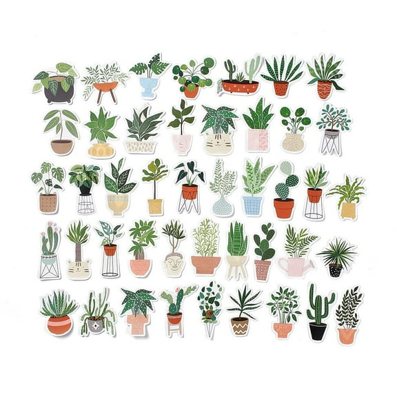 44pcs 44 styles Plant Theme Paper Stickers sets Adhesive Decals for DIY Scrapbooking Photo Album Decoration Plants Pattern 53~77x29~77x0.2mm 1pc/style