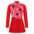thumbnail image 3 of dPois Kids Girls Swim Cover Ups Long Sleeve Swimming Dress UPF 50+ Rash Guard Swimwear Beachwear Top Red 12, 3 of 5