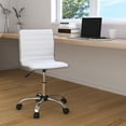 thumbnail image 3 of Merrick Lane Home Office Chair Ergonomic White Ribbed Low Back and Seat Armless Contemporary Computer Desk Chair with Chrome Border, 3 of 16