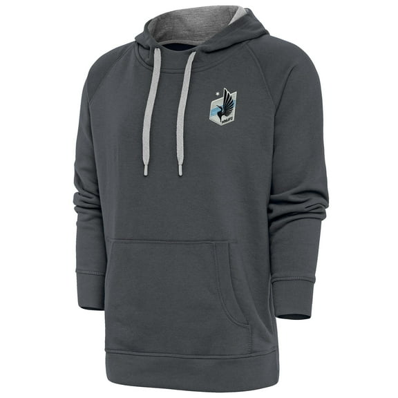 Men's Antigua Charcoal Minnesota United FC Logo Victory Pullover Hoodie