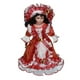 thumbnail image 1 of Muñeca de cerámica de 40 cm con vestido y sombrero para casa de muñecas. Rojo, 1 of 9