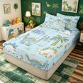 thumbnail image 2 of meiyoeat Cartoon Dino Zipper Comforter Set with Fitted Sheet and 2 Pillowcases for Kids, Tropical Spinosaurus Wildlife Zipper Bedding Set, Sky Blue, Reversible, 3pcs, 2 of 6