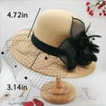 thumbnail image 2 of Veil Fedora Felt Hat: Derby Hats for Women 2025, Vintage Floral Veil Design Wide Brim Fedora Hats for Women, 2 of 7