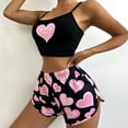 thumbnail image 6 of Xysaqa Pajamas Set for Women Love Printed Spaghetti Strap Cami Tank Tops and Shorts Womens Two Piece Pjs Set Cute Sleepwear Black Xl, 6 of 7