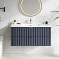 thumbnail image 2 of 36 Inch Bathroom Vanity with Sink Combo, Floating Bathroom Vanity with 2 Fluted Drawers & Metal Handle, Modern Wall Mount Storage Cabinet with Ceramic Integrated Sink for Small Space (Blue), 2 of 6