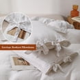 thumbnail image 4 of Simple&Opulence 100% Linen Duvet Cover Set, 3 Piece Belgian Flax Breathable Bedding, Queen Size 88''x92'' (1 Comforter Cover+2 Pillowshams) with Tie Closure Style,White, 4 of 8