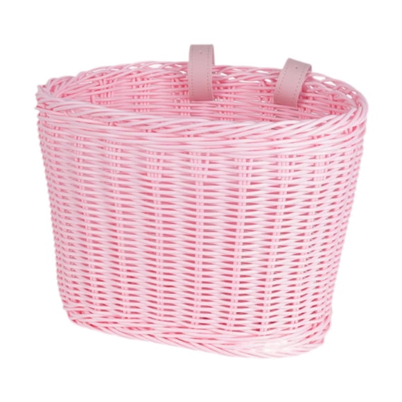 Colaxi Kids Bike Basket Cycling Basket Decor Storage Basket with Adjustable Straps Front Basket for Shopping Outdoor Pink L