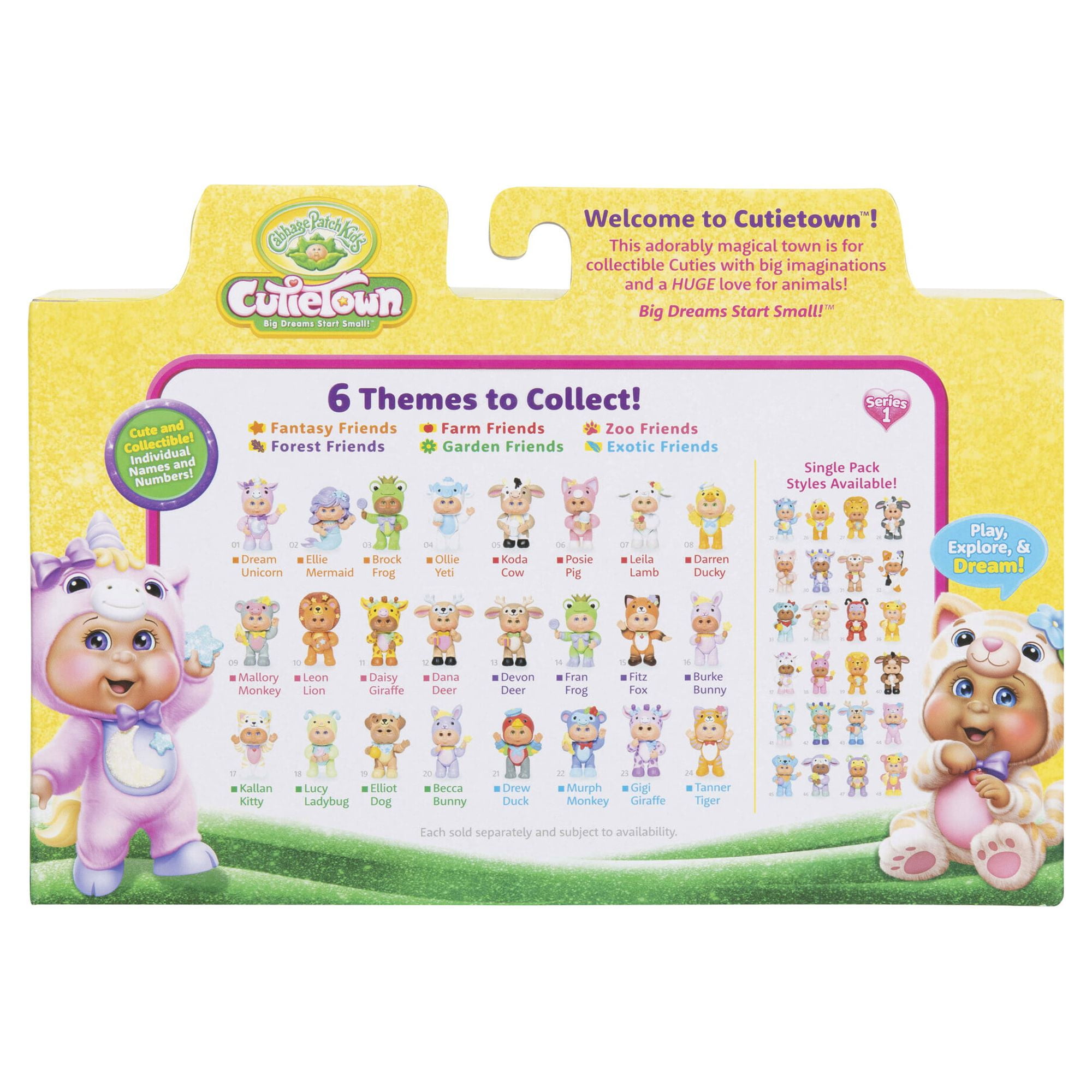 Cabbage Patch Kids Cutie Town Fantasy Friends 4 Figure Pack, Dolls 