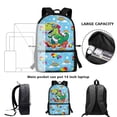thumbnail image 6 of Binienty Cartoon Dinosaur Skateboard Kids Backpack for Boys Girls 4-9, 17 Inch Large Capacity School Bookbag with Adjustable Shoulder Straps Front Zipper Pocket for Primary School, 6 of 6
