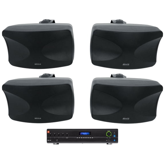JBL VMA1120 Commercial 70v Bluetooth Amplifier (4) Indoor/Outdoor Black Speakers