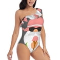 thumbnail image 3 of Gukieu Summer Gnome 1 Print One-shoulder Ruffled One-piece Swimsuit with Removable Chest Pads and Tummy-control Swimsuit for Women-Medium, 3 of 6
