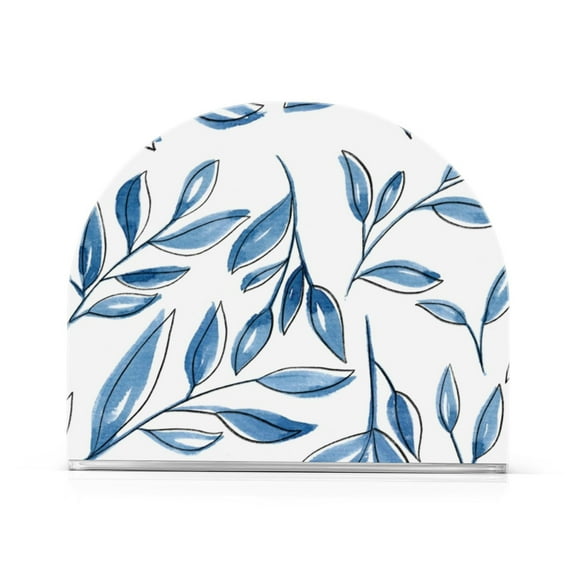 Blue Leaves Acrylic Napkin Holder Clear Paper Tissue Dispenser Kitchen Dining Room Bathroom Party Hotel