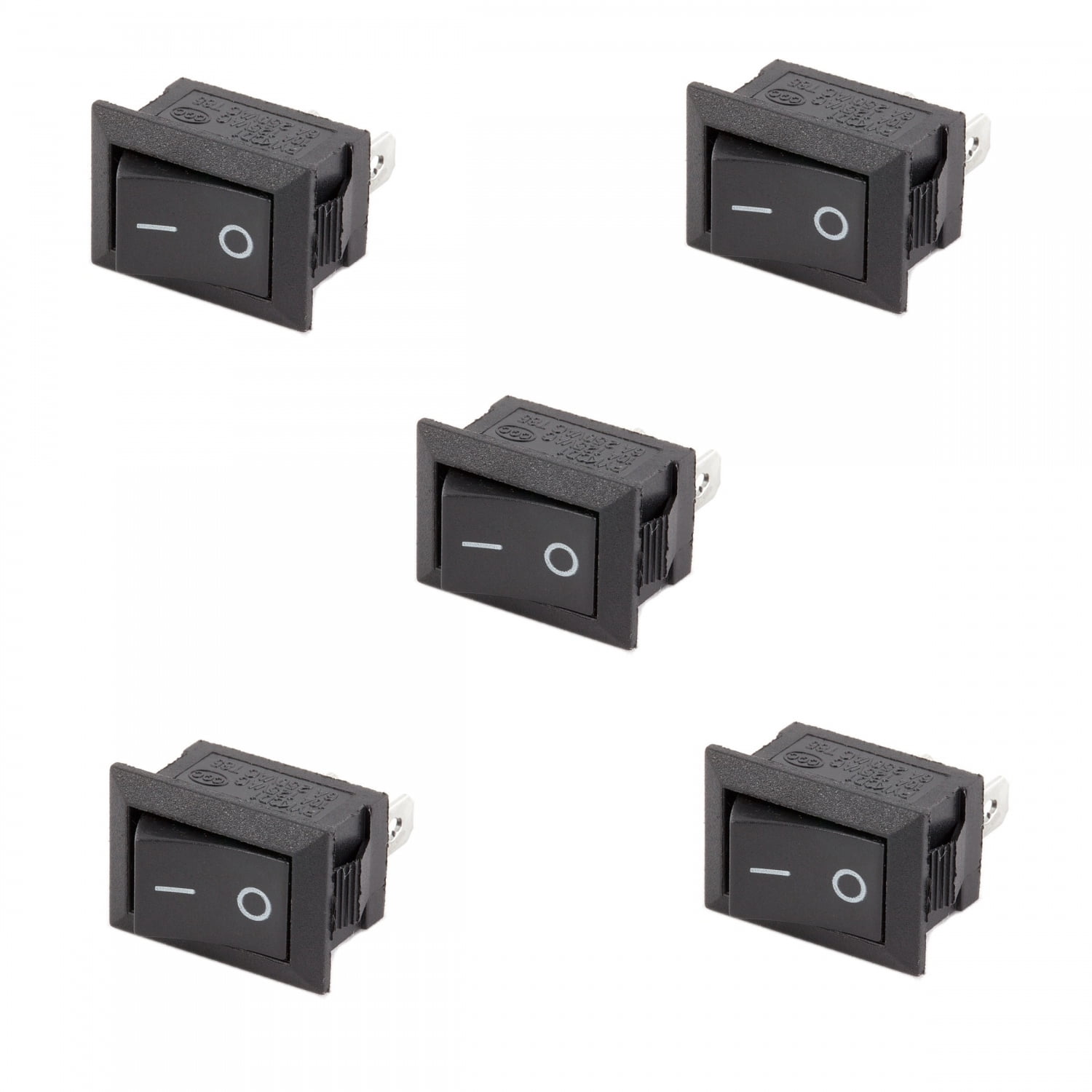 5x SPST On/Off Black Square I/O Rocker Mini 12V Switch for Automotive/Car/Boat