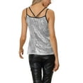 thumbnail image 3 of INSPIRE CHIC Women's Sequin Camisole Sparkle Shining Club Party Disco Glitter Cami Top XL Silver, 3 of 6