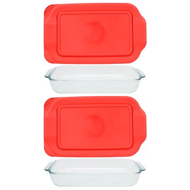 Pyrex C-232 2qt Easy Grab Baking Dish With Blue Lid And 7403 10 Cup/2...