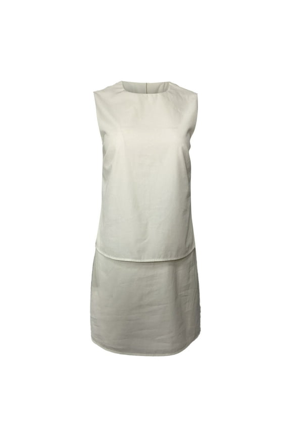 Pre-Owned Theory Sleeveless 2-Piece Illusion Dress in Cream Cotton