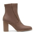 thumbnail image 3 of BURUDANI Women's Ankle Boots low Heel Side Zip Chunky Booties Brown-Pu Size 8, 3 of 6