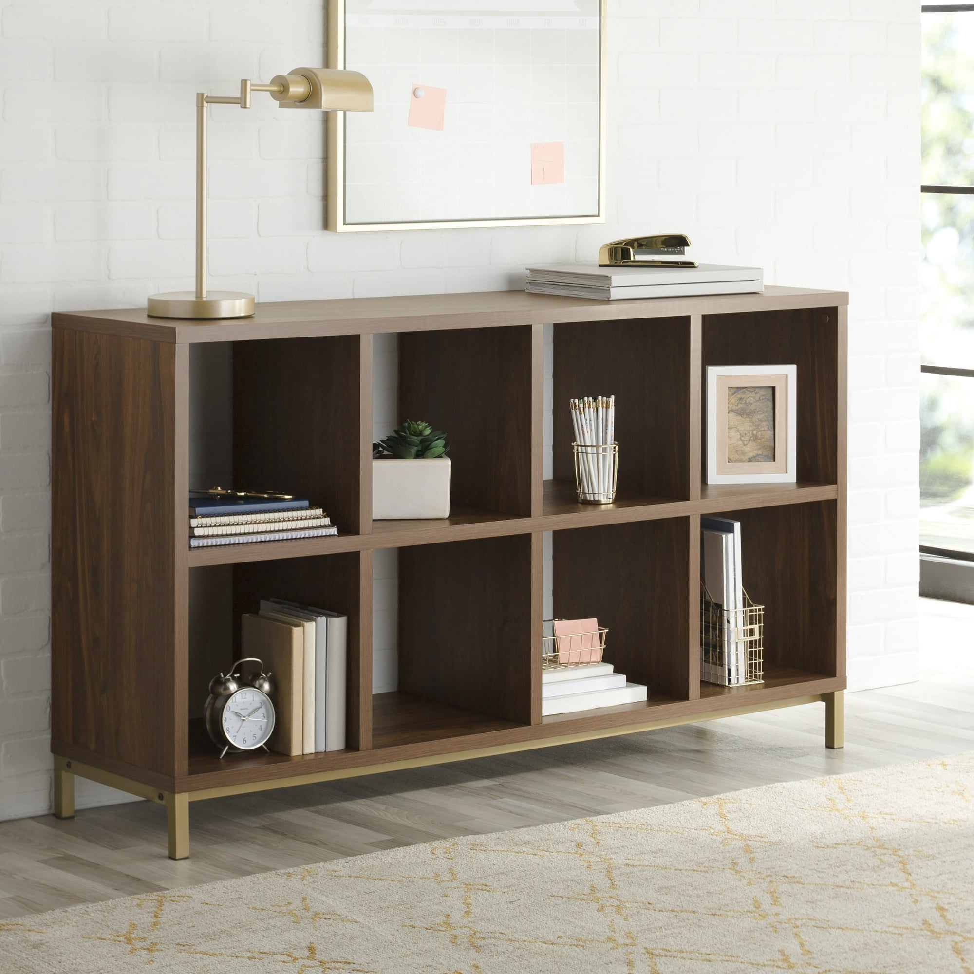 Better Homes & Gardens 8-Cube Organizer with Metal Base, Vintage Walnut