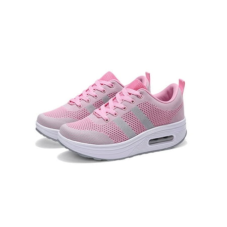 

Fangasis Womens Athletic Shoes Sport Sneakers Breathable Trainers Ladies Walking Shoe Gym Non-Slip Fitness Workout Flats Pink 5.5