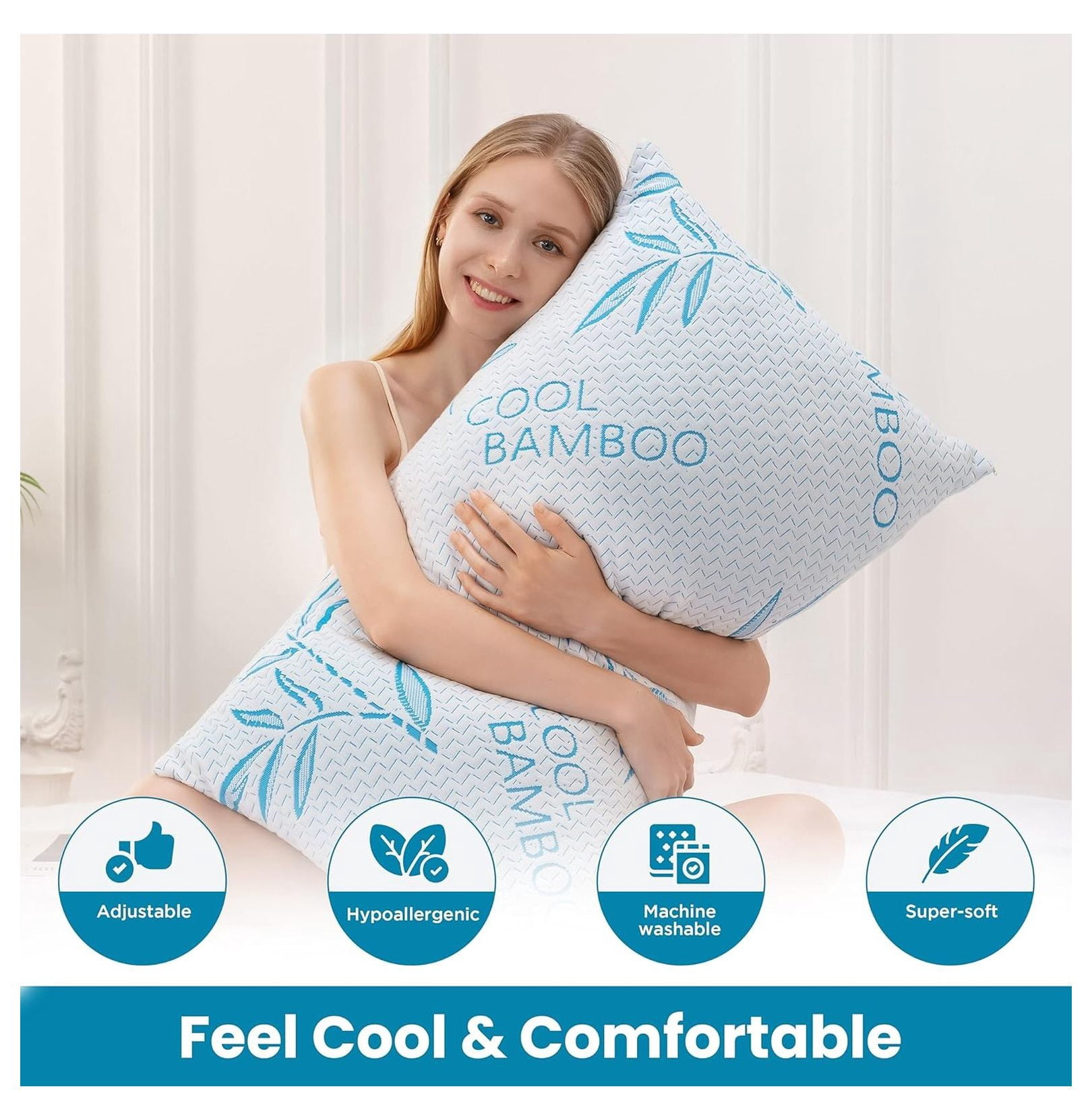 Body Pillow for Sleeping, Shredded Memory Foam Adjustable Bed Pillow with Hypoallergenic, Removable/Washable Zipper Cover