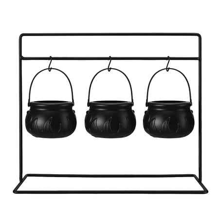 Farfi 3/9Pcs Halloween Candy Bowls Cauldron Treat Bowls with Iron Rack Candy Bucket Decoration Halloween Party Supplies