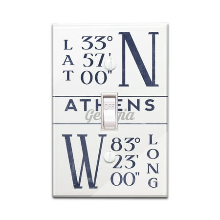 Longitude Three Light - Athens, Georgia - Latitude & Longitude - Lantern Press Artwork (Light Switchplate Cover)