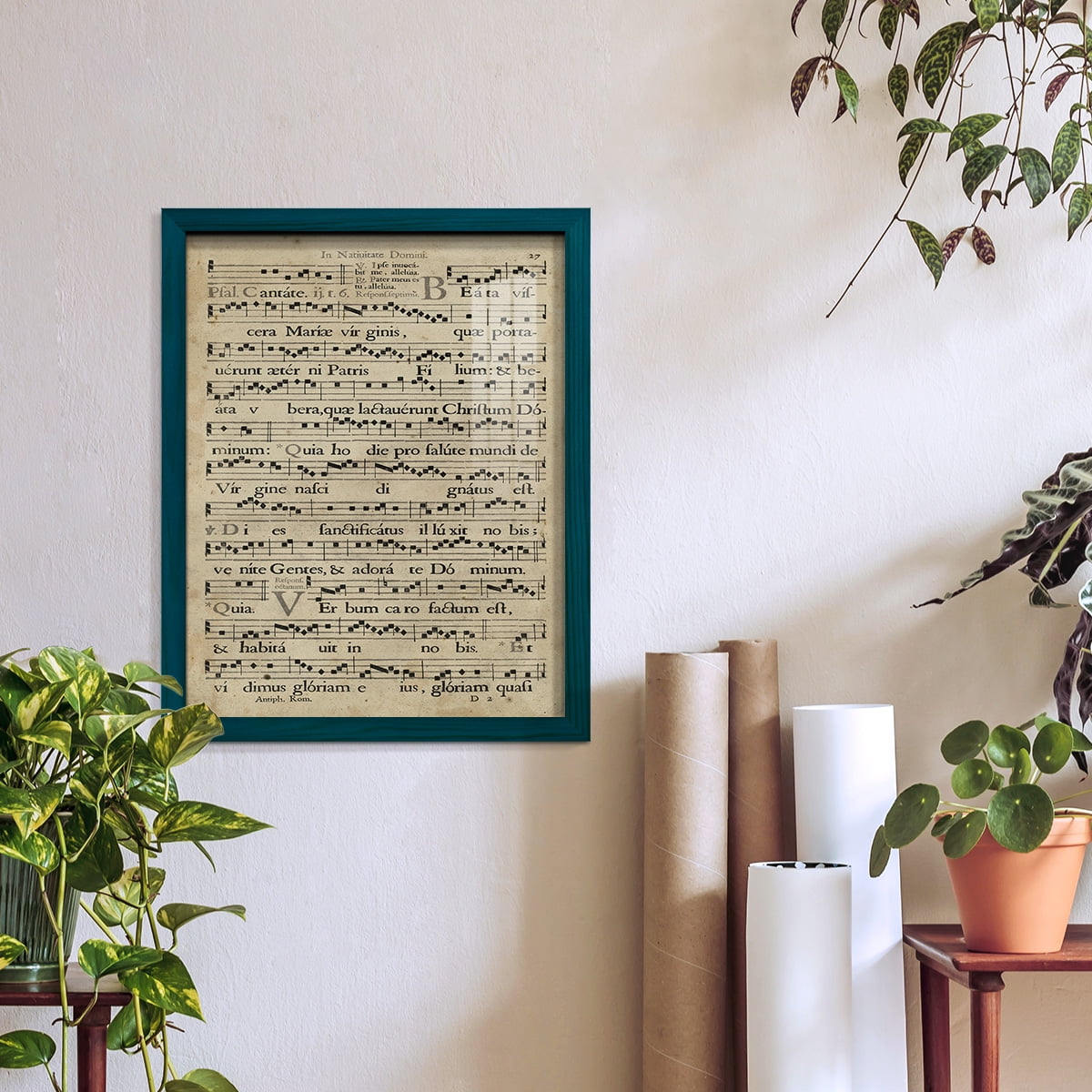 Vellum Songbook IV -Framed Print w/glass-Ocean Blue