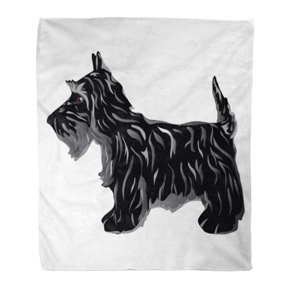 Poglip Throw Blanket Warm Cozy Print Flannel Scotty Black Scottie Dog Terrier Silhouette Comfortable Soft For Bed Sofa And Couch 50x60 Inches