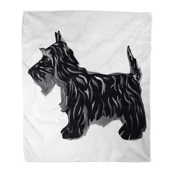 POGLIP Throw Blanket Warm Cozy Print Flannel Scotty Black Scottie Dog Terrier Silhouette Comfortable Soft for Bed Sofa and Couch 50x60 Inches