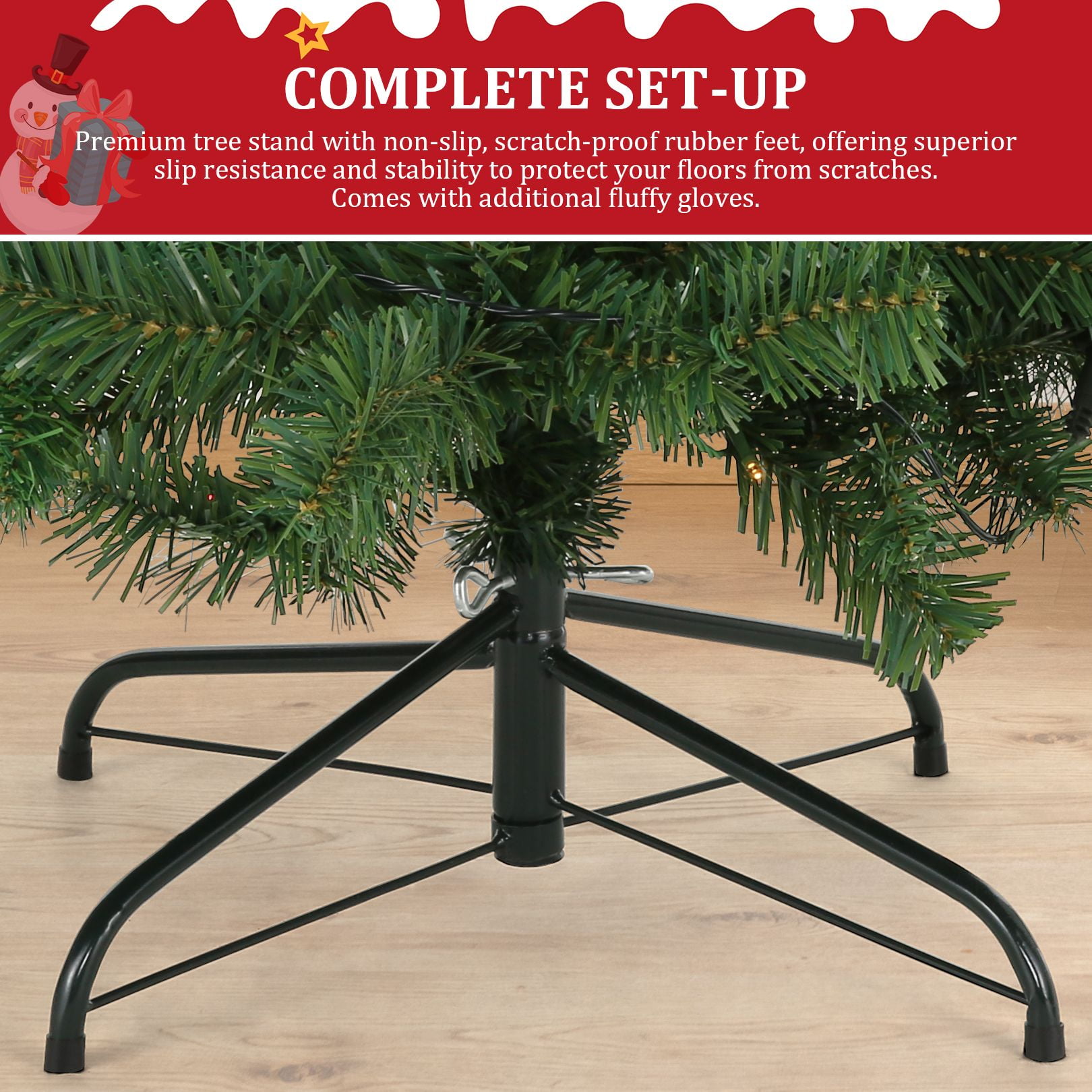 Funcid 6ft Premium Hinged Artificial Christmas Tree Full Tree with 1477 PVC Branch Tips, Foldable Metal Stand, Green