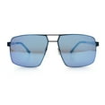 thumbnail image 3 of Mens Thin Metal Rim Spring Hinge Air Force Rectangle Officer Gentleman Sunglasses [Black - Blue Mirror], 3 of 7
