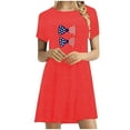 thumbnail image 2 of RT5YKing Robe Décontractée Mode Printemps Été Jour de l'Indépendance Manches Courtes Col Rond Mi-Mollet Robes pour Femmes 2023, 2 of 5