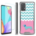 thumbnail image 1 of Shockproof Bumper Phone Case for Samsung Galaxy A53 5G, with Tempered Glass Screen Protector, by OneToughShield ® - Chevron/Dachshund/Puppy, 1 of 3