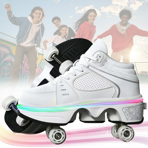 Children's Roller Skates, Shoes with Wheels for Men and Women, Roller Skates and Sports Shoes can be Switched Freely with one key, Suitable as Christmas and Birthday Gifts